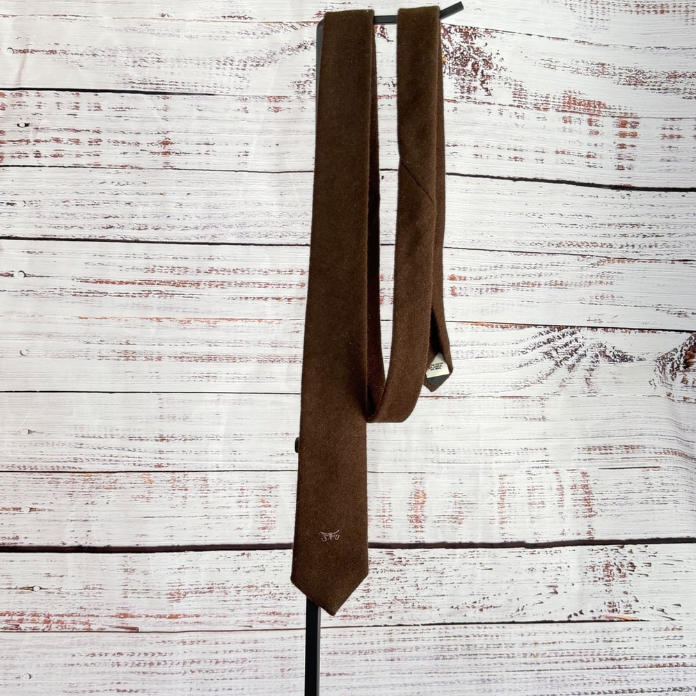 Sergio Valente Vintage 80s‎ Brown Wool Blend Skinny Tie Made in USA 2.25"